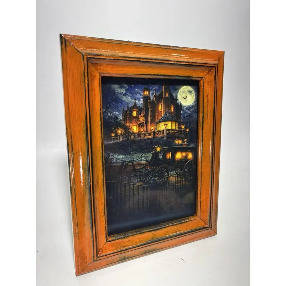 OOAK Haunted Mansion Halloween Framed Artwork Gothic Wall Decor 8x10